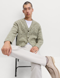V-Neck Twisted Yarn Cardigan