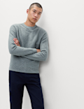 Cotton Blend Herringbone Crew neck Jumper