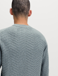 Cotton Blend Herringbone Crew neck Jumper