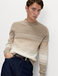 Cotton Blend Ribbed Striped Jumper