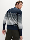 Cotton Blend Ribbed Striped Jumper