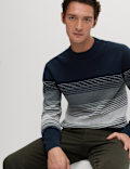Cotton Blend Ribbed Striped Jumper