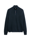 Cotton Blend Ribbed Half Zip Jumper