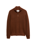 Cotton Blend Rib Half Zip Jumper