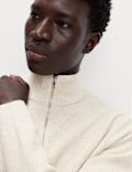 Cotton Blend Rib Half Zip Jumper