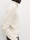 Cotton Blend Rib Half Zip Jumper