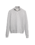 Cotton Blend Ribbed Half Zip Jumper