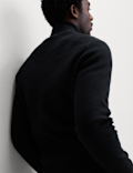Cotton Blend Ribbed Half Zip Jumper