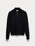 Cotton Blend Rib Half Zip Jumper