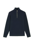 Cotton Blend Textured Half Zip Jumper