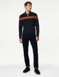 Striped Funnel Neck Half Zip Jumper