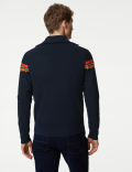 Striped Funnel Neck Half Zip Jumper