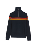 Striped Funnel Neck Half Zip Jumper