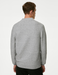 Cotton Blend Textured Half Zip Jumper