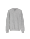Cotton Blend Textured Half Zip Jumper