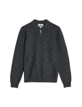 Cotton Blend Textured Half Zip Jumper