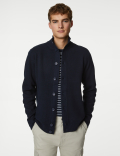 Cotton Blend Funnel Neck Knitted Jacket