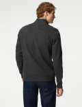 Cotton Blend Funnel Neck Knitted Jacket