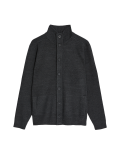 Cotton Blend Funnel Neck Knitted Jacket