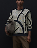 Oversized Fit Abstract Floral Crew Neck Jumper