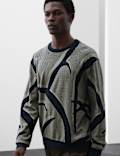 Oversized Fit Abstract Floral Crew Neck Jumper
