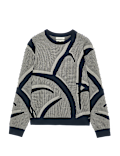 Oversized Fit Abstract Floral Crew Neck Jumper