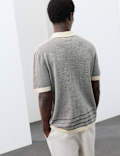 Pure Cotton Button Through Knitted Polo Shirt