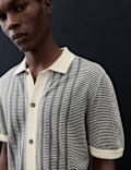 Pure Cotton Button Through Knitted Polo Shirt