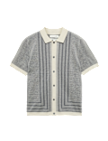 Pure Cotton Button Through Knitted Polo Shirt