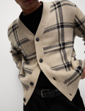 Checked V-Neck Cardigan
