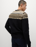 Fair Isle Cable Knit Crew Neck Jumper