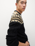 Fair Isle Cable Knit Crew Neck Jumper