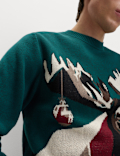 Pure Cotton Crew Neck Merry Moose Jumper