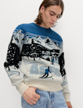 Pure Cotton Crew Neck Aspen Slogan Jumper