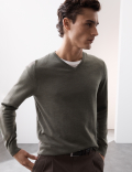 Pure Extra Fine Merino Wool V-Neck Jumper