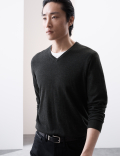 Pure Extra Fine Merino Wool V-Neck Jumper
