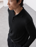 Pure Extra Fine Merino Wool Knitted Polo Shirt