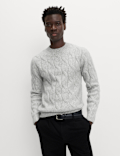 Cable Crew Neck Jumper with Wool