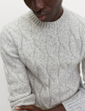 Cable Crew Neck Jumper with Wool