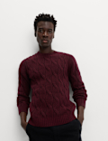 Cable Crew Neck Jumper with Wool
