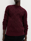 Cable Crew Neck Jumper with Wool