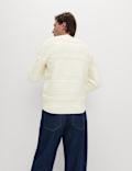 Textured Crew Neck Jumper with Wool