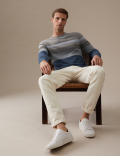 Pure Cashmere Striped Crew Neck Jumper