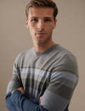 Pure Cashmere Striped Crew Neck Jumper