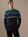 Pure Cashmere Striped Crew Neck Jumper