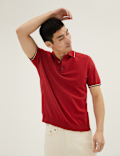 Cotton Rich Tipped Knitted Polo Shirt