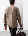Cashmere Blend Textured Crew Neck Jumper