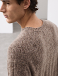 Cashmere Blend Textured Crew Neck Jumper