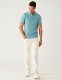 Cotton Rich Textured Knitted Polo Shirt