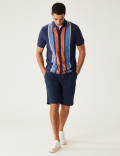 Cotton Modal Striped Knitted Polo Shirt
